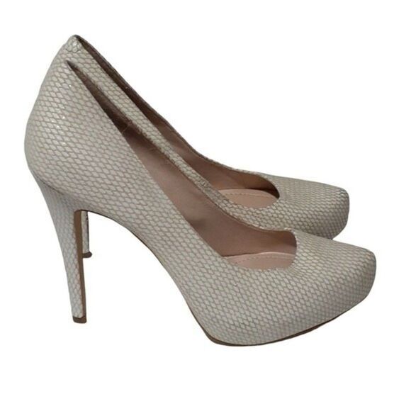 BCBG Generations Parade Womens Ivory Snake Print Leather Hidden Platform Heels 9 - Picture 5 of 7